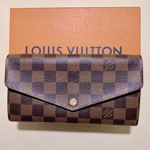 💯AUTHENTIC LOUIS VUITTON DAMIER EBENE PORTEFEUILLE SARAH BIFOLD LONG WALLET